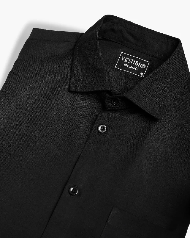 Classic Black Full Sleeve Plain Shirt For Men