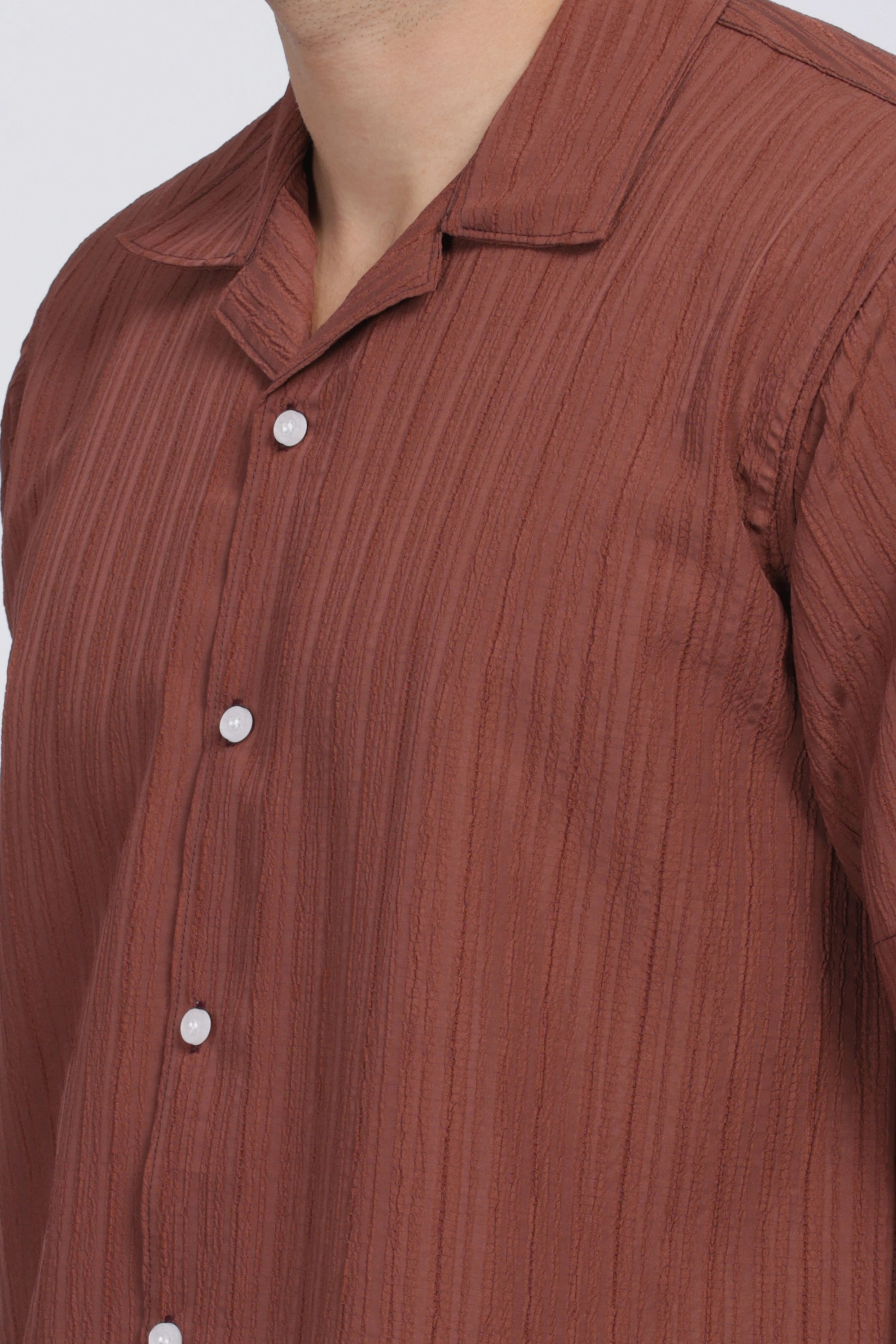 Brown popcorn half sleeve shirt