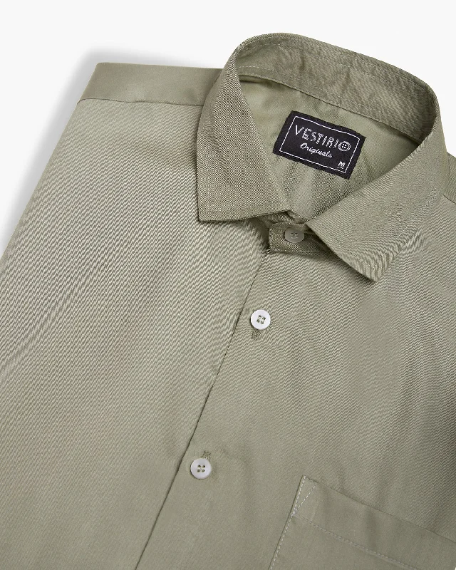 Classic Slate Green Full Sleeve Plain Satin Shirt For Men