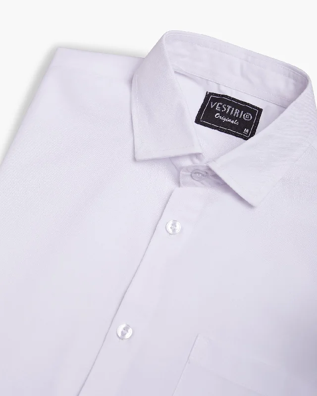 Classic White Full Sleeve Plain Shirt For Men