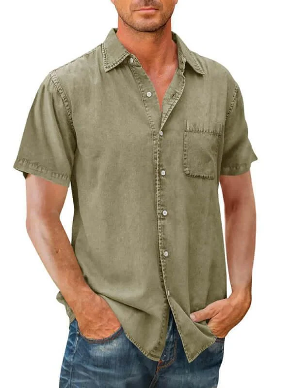 1-Pocket Casual Denim Shirt For Men