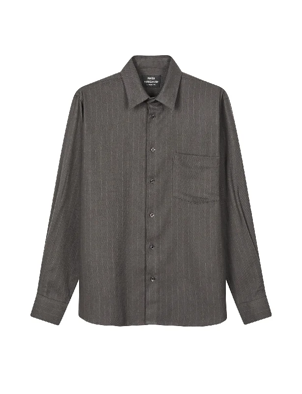 Alaska Flannel Stripe Sune Shirt, Beluga/Desert Palm