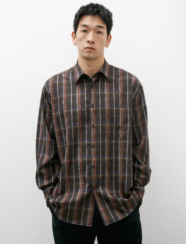 Super Light Wool Check Shirt Dark Brown Check