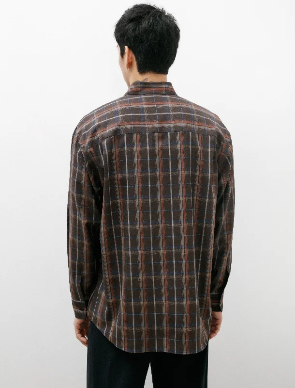 Super Light Wool Check Shirt Dark Brown Check