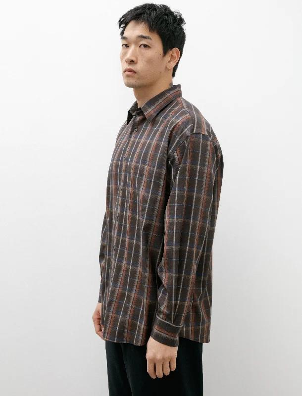 Super Light Wool Check Shirt Dark Brown Check