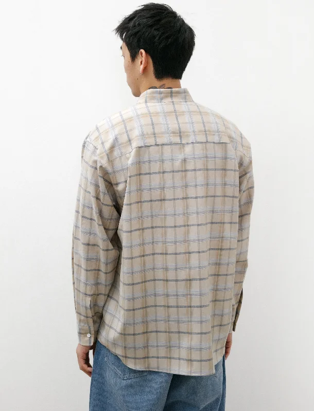 Super Light Wool Check Shirt Light Beige Check