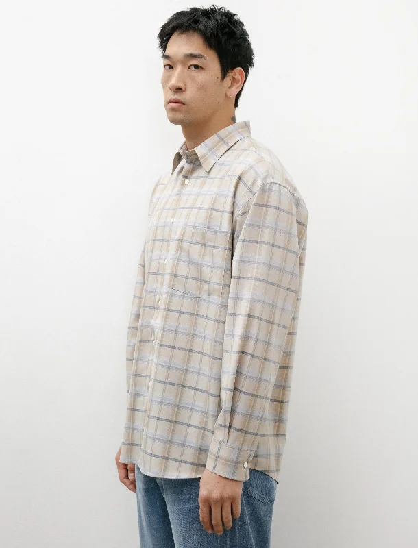 Super Light Wool Check Shirt Light Beige Check