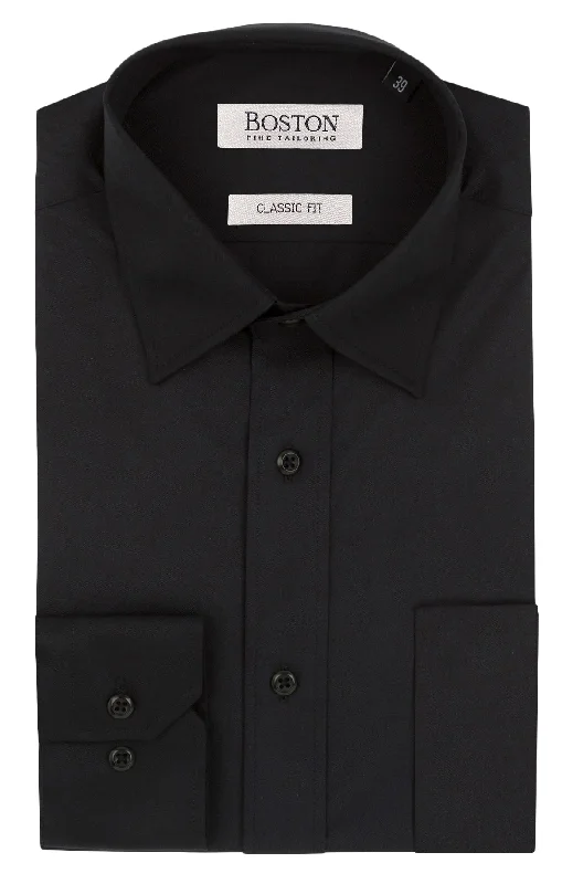 Big Mens Boston Brooke Classic Cut Black Business Shirt