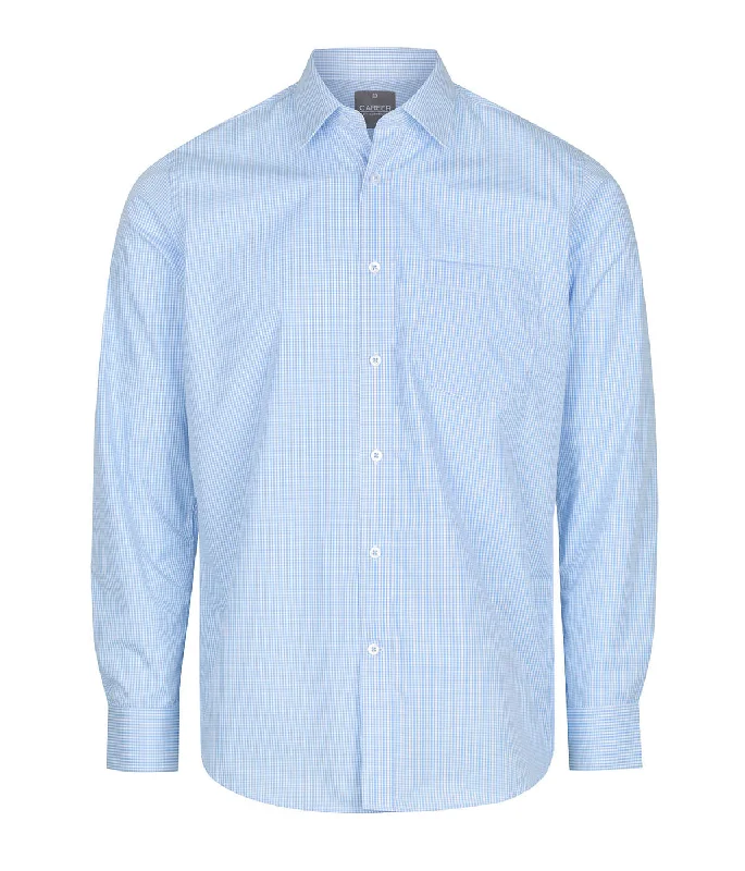 Big Mens Gingham Sky Long Sleeve Shirt 1637L