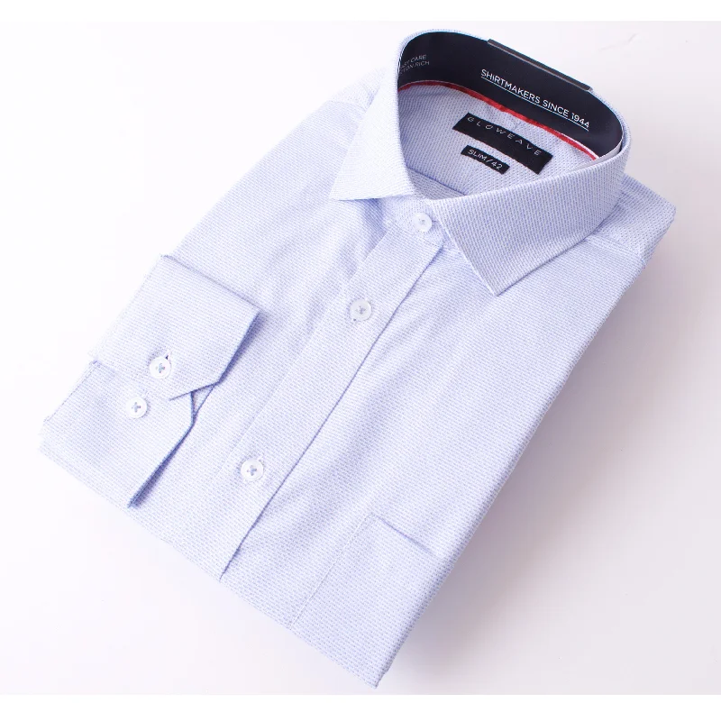 DASH DOBBY - BLUE Long Sleeve Shirt 1802L