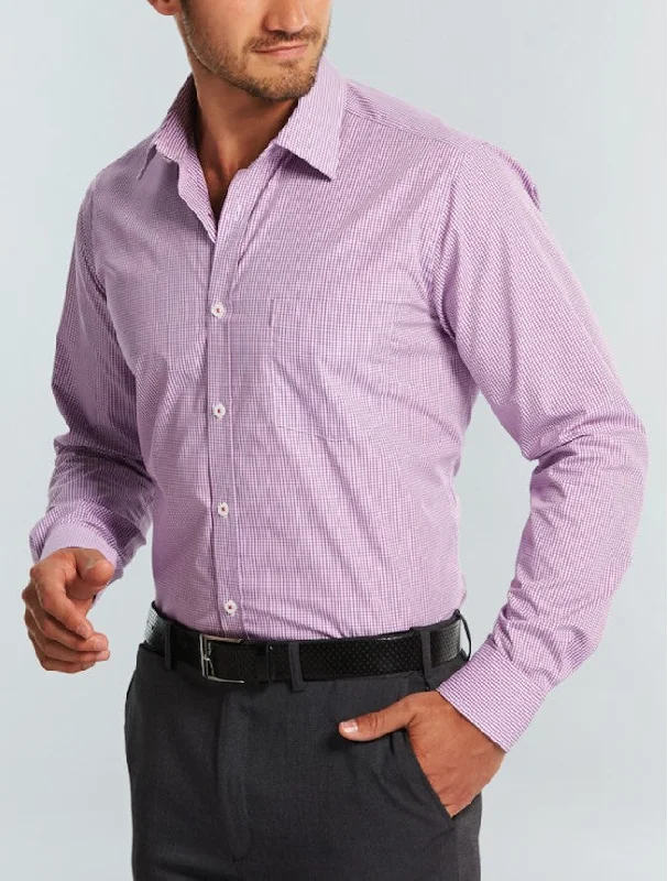 Big Mens Gingham Lilac Long Sleeve Shirt 1637L