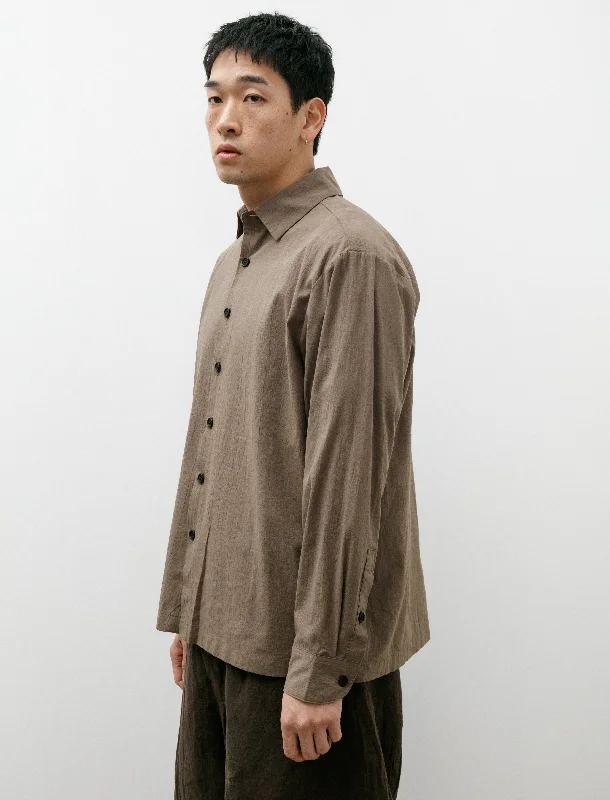 Flat Hem Shirt Organic Cotton Batiste Dark Beige