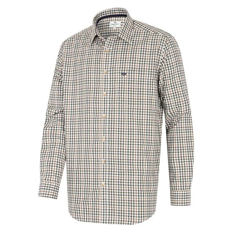 Hoggs Of Fife Garvock Cotton Twill Herringbone Check Shirt - Brown/Green