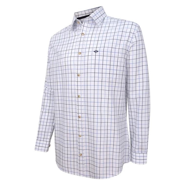 Hoggs Of Fife Viscount Premier Tattersall Shirt - White/Blue Check