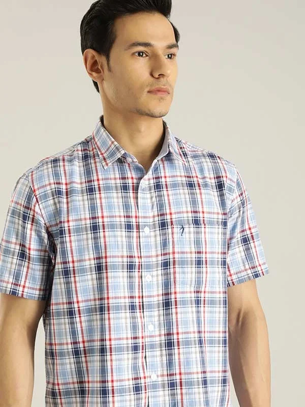 Men Checked Half Sleeve Cotton Shirt