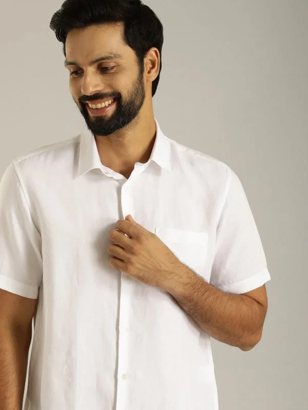 Men Solid Half Sleeve Viscose Blend Shirt