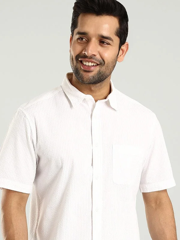 Men Striped Half Sleeve Cotton Shirt