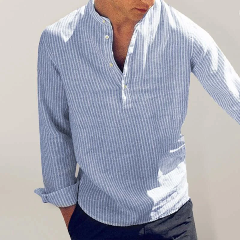 Casual Long Sleeve Striped Men Shirt