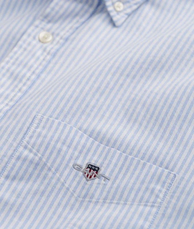 Regular Fit Banker Stripe Oxford Shirt - Blue