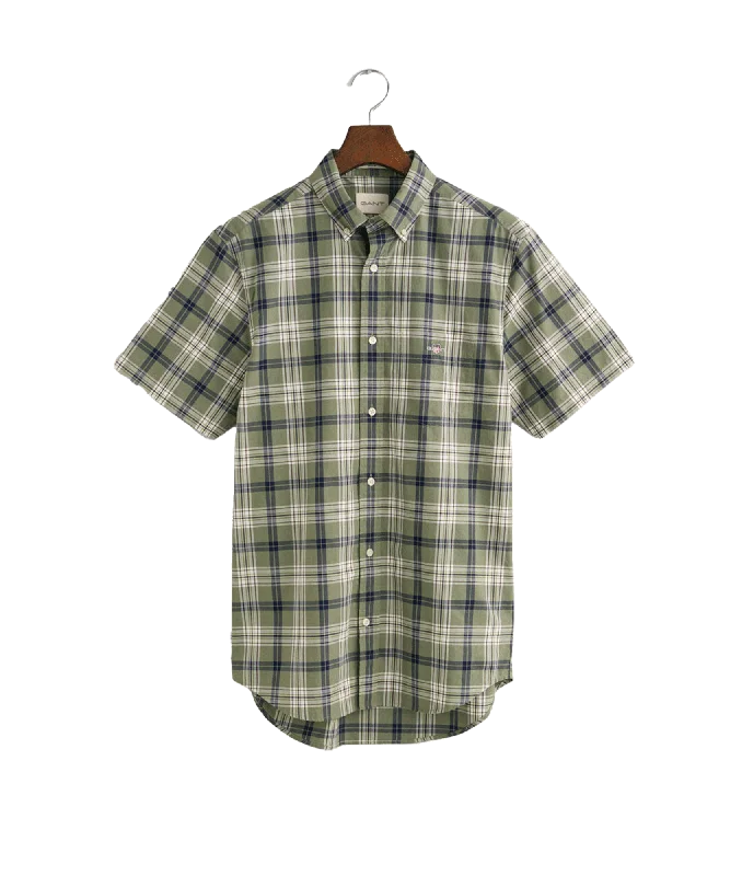 Regular Fit Checked Poplin Short Sleeve Shirt Dry Green - Multi