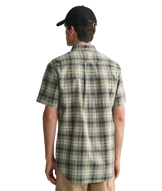 Regular Fit Checked Poplin Short Sleeve Shirt Dry Green - Multi