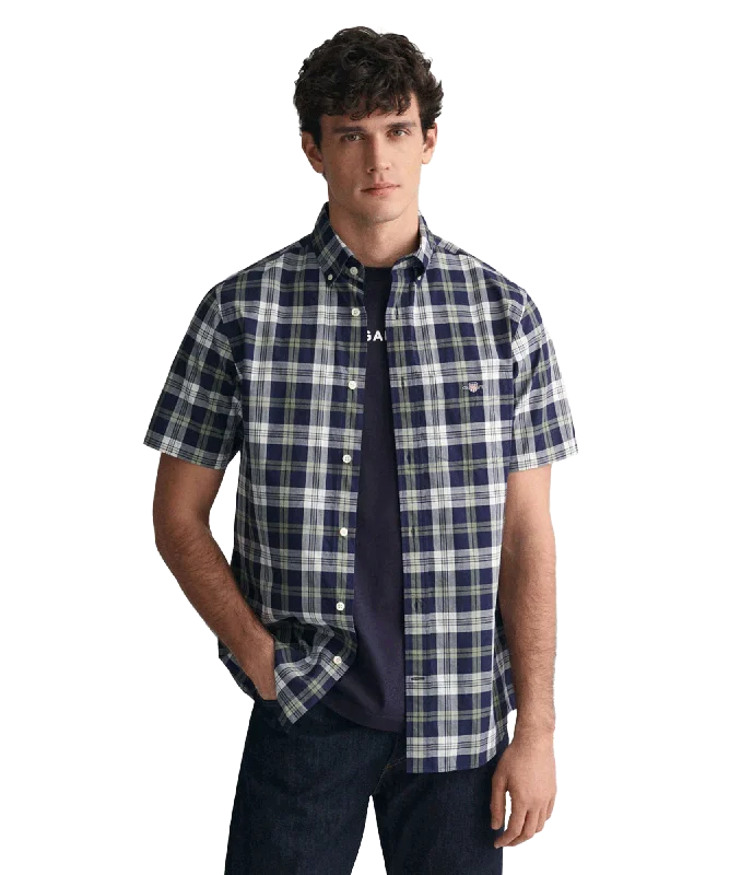 Regular Fit Checked Poplin Short Sleeve Shirt Classic Blue - Multi