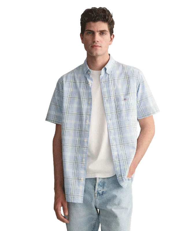 Regular Fit Checked Poplin Short Sleeve Shirt Fresh Blue - Multi