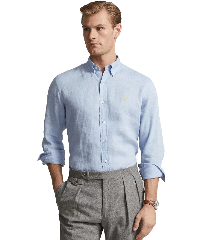 Slim Fit Linen Shirt - Blue