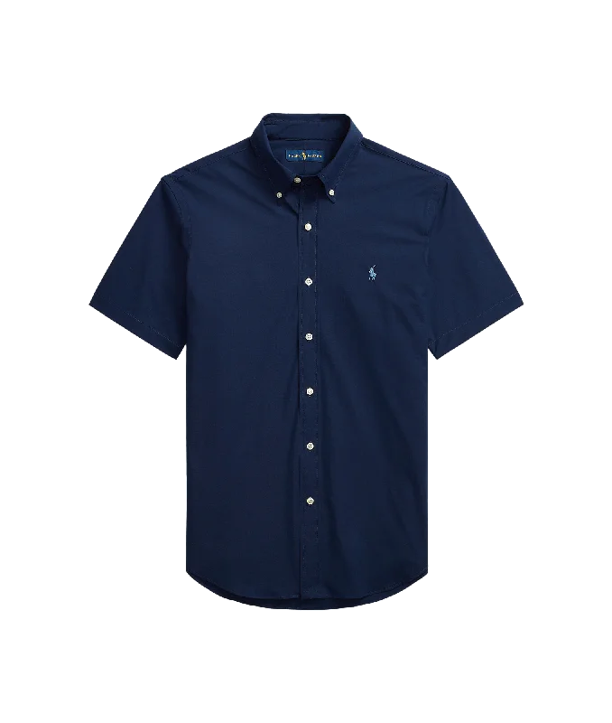 Custom Fit Stretch Poplin Shirt -Navy