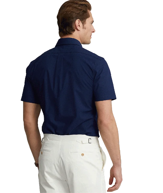 Custom Fit Stretch Poplin Shirt -Navy