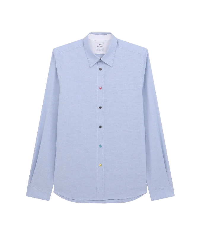 Tailored-Fit Organic-Cotton Multicolour Button Oxford Shirt - Blue