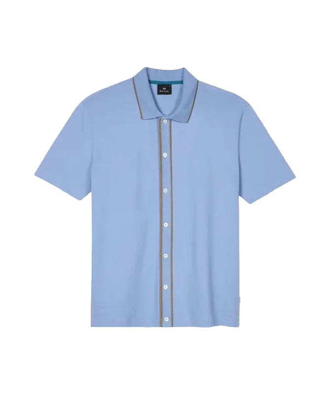 Stretch-Cotton Polo Shirt With Tipping - Blue