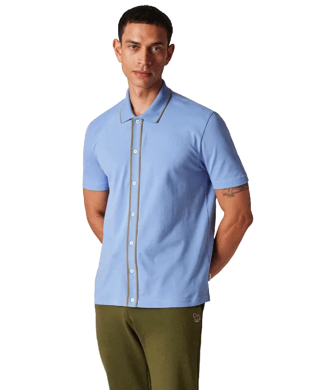 Stretch-Cotton Polo Shirt With Tipping - Blue