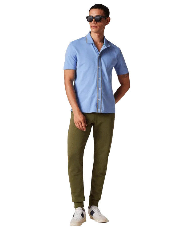 Stretch-Cotton Polo Shirt With Tipping - Blue