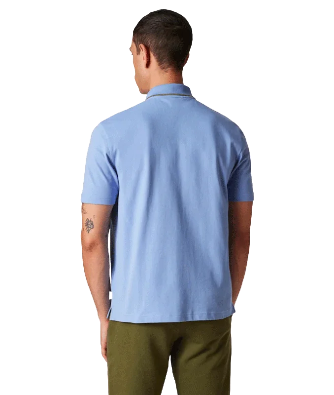 Stretch-Cotton Polo Shirt With Tipping - Blue