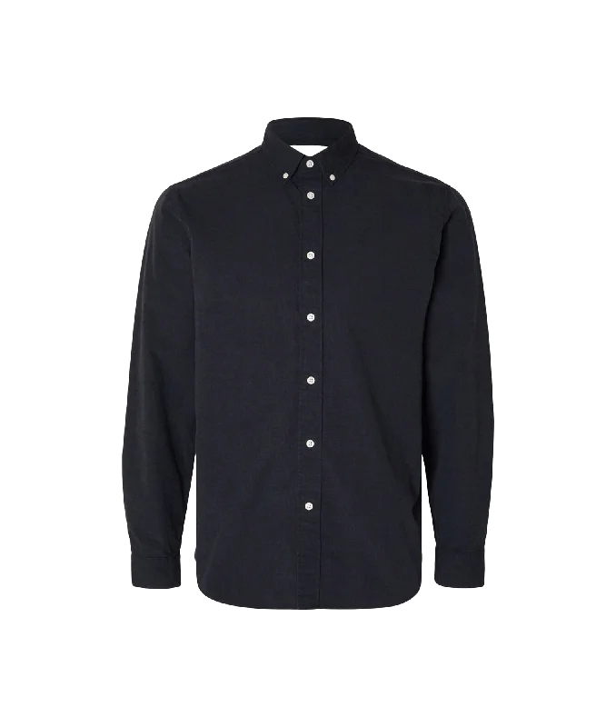 Slim Fit Cotton Long Sleeve Shirt - Black