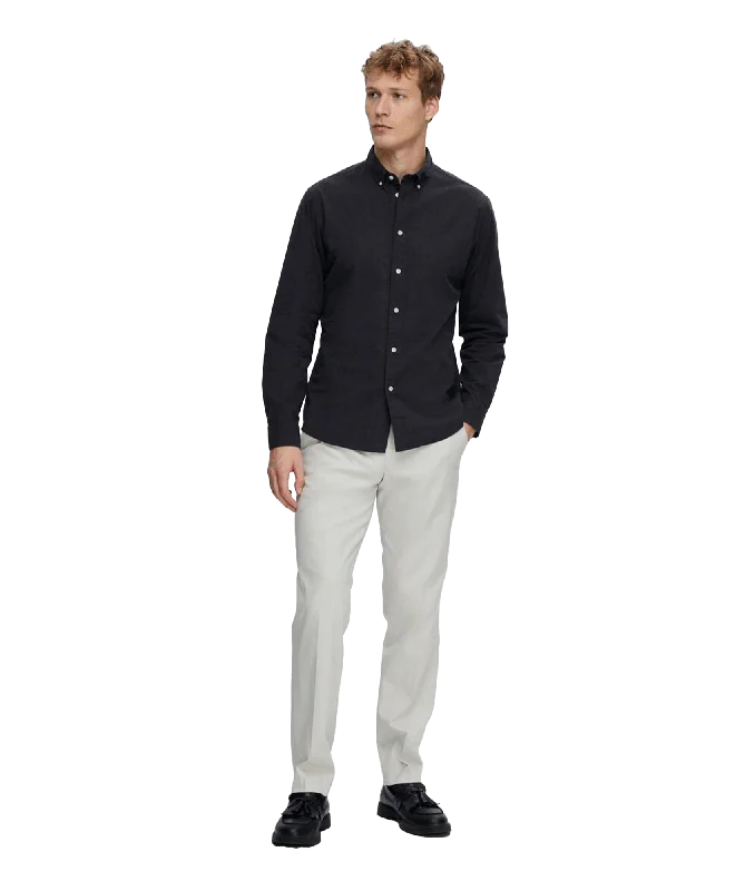 Slim Fit Cotton Long Sleeve Shirt - Black