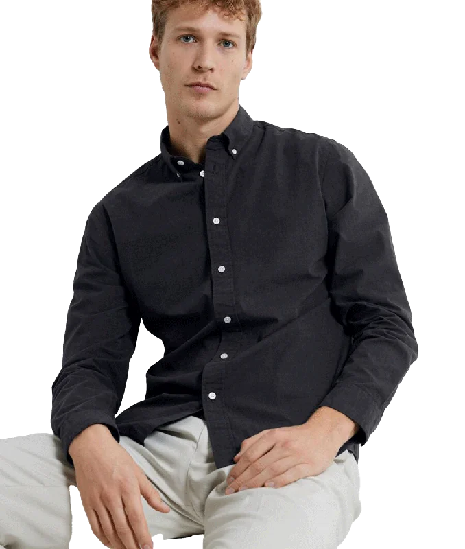 Slim Fit Cotton Long Sleeve Shirt - Black