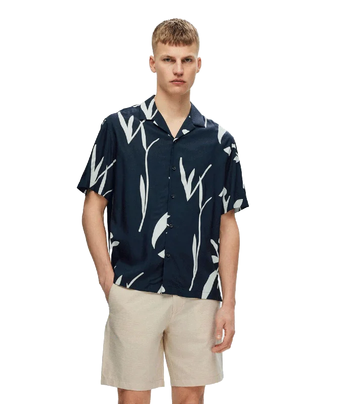 Printed Short Sleeved Shirt - Navy