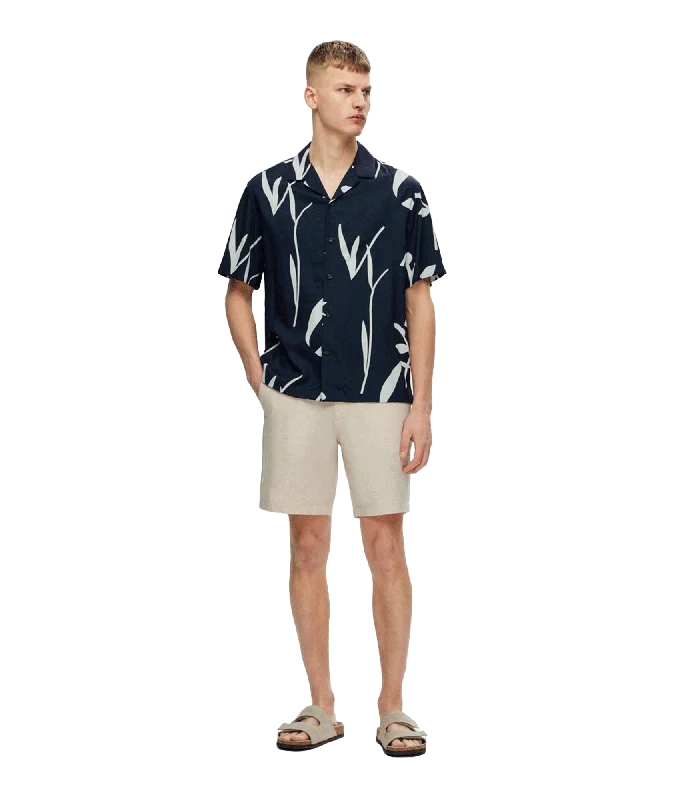 Printed Short Sleeved Shirt - Navy