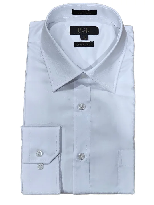 PGH Wraith Pure Cotton White Herringbone shirt