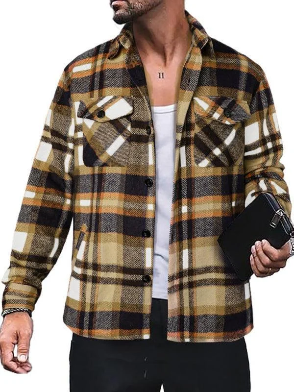 Men Casual Plaid Flannel Shirt