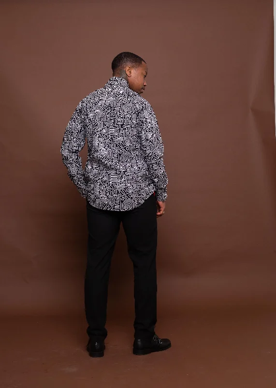 Sean Ankara Men Shirt | Black and White African Print