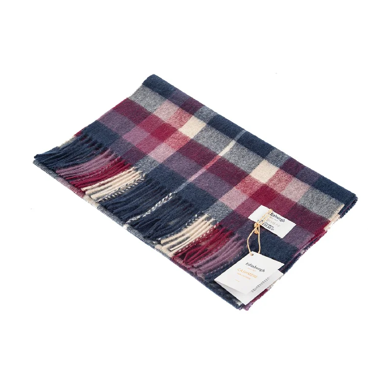 100% Cashmere Wide Scarf Galaxy Plaid Astral