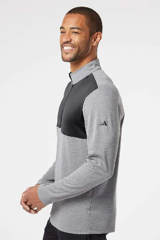 Adidas Mens UPF 50+ 1/4 Zip Sweatshirt - Heather Grey/Carbon Grey - NEW