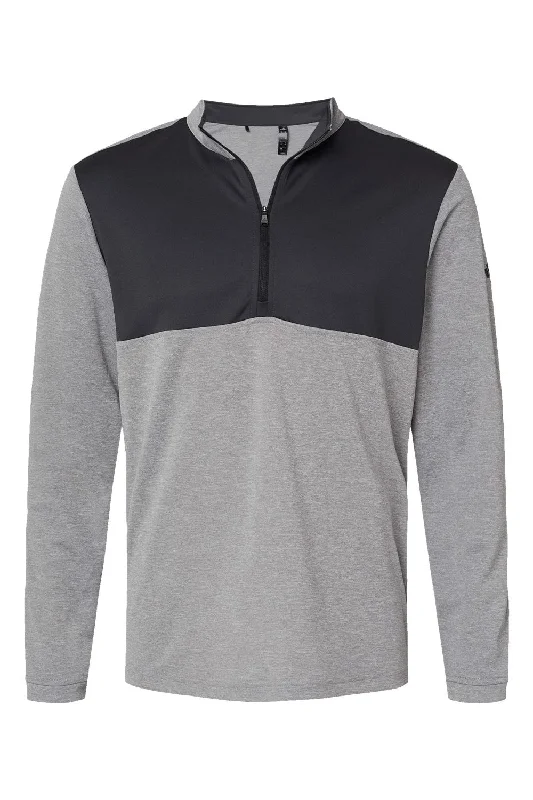 Adidas Mens UPF 50+ 1/4 Zip Sweatshirt - Heather Grey/Carbon Grey - NEW