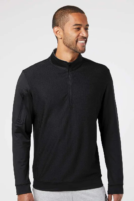 Adidas Mens Performance UPF 50+ 1/4 Zip Sweatshirt - Black - NEW