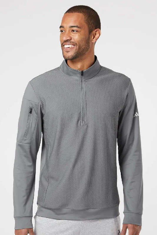 Adidas Mens Performance UPF 50+ 1/4 Zip Sweatshirt - Grey - NEW