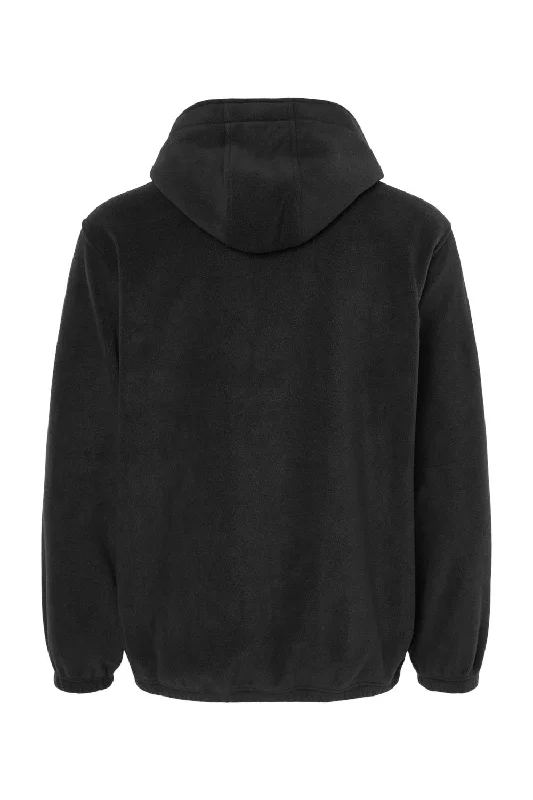 Burnside Mens Polar Fleece 1/4 Zip Hooded Sweatshirt Hoodie - Black - NEW