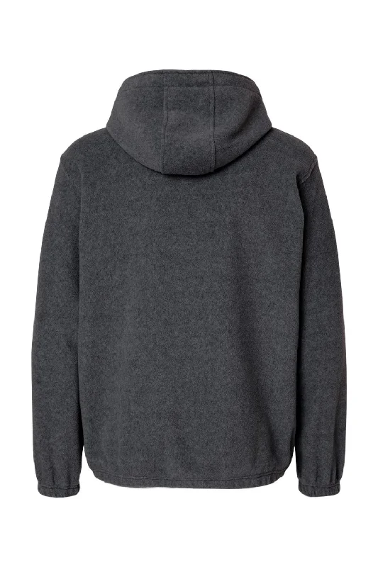 Burnside Mens Polar Fleece 1/4 Zip Hooded Sweatshirt Hoodie - Heather Charcoal Grey - NEW